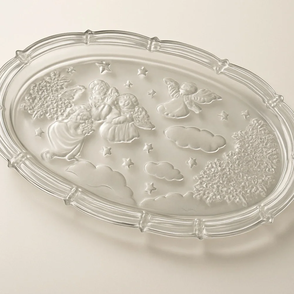 Vintage Mikasa Christmas Carol Canape Tray Germany Frosted Angels NIB NWT